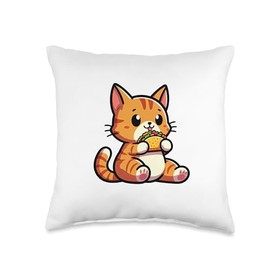 Orange Tabby Cat Taco Pet Funny Food Throw Pillow