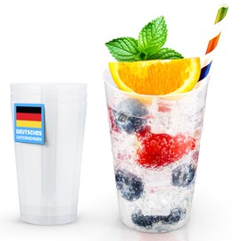 Trinklicht® 25 Reusable Cups Reusable Drinking Cups 0.3 L Shatterproof Dishwasher Safe Party Cups Plastic Cups Reusable Plastic Cups Transparent
