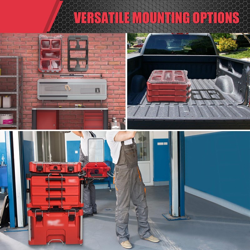 Folding Packout Mount Compatible with Milwaukee Packout Toolbox,Side Storage for