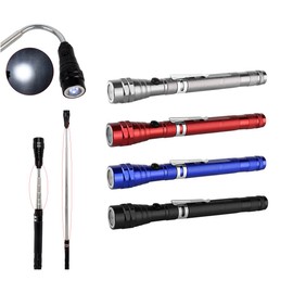 WIROJ BlueSunshine Portable 3 x LED Telescopic Flexible Extensible Led Flashlights Torch Magnetic Head Pick Up Tool Flash Light Lamp (Max Length 22 Inch), 4 x LR44 Batteries (Included), Red