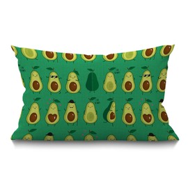 BGBDEIA 30cmx50cm Cushion Cover Rustic Farmhouse Decor Avocados Pillowcases Cotton Linen Different Cute Green Avocados Pattern Throw Pillow Case Pillow Cover for Sofa Couch Bedroom,12 x 20 Inch