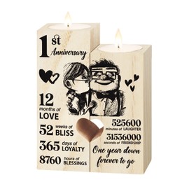1st Anniversary Wedding Gifts for Wife, Her, Girlfriend, Couples Gift Candlestick, Paper, One Year, First Wedding Anniversary Presents for Boyfriend, Husband, Him