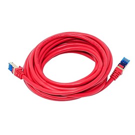 QualGear RJ45 Cat 7 Ethernet Patch Cable, 10Gpbs High-Speed Cable, 600MHz, Triple-Shielded, Round, 20 Feet, Red