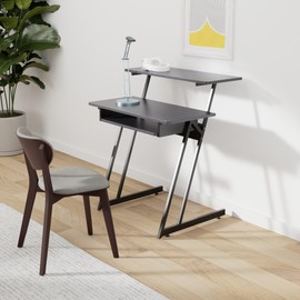 Monoprice Recording Studio Desk - with Raised Platform and Keyboard Tray, Black - Stage Right