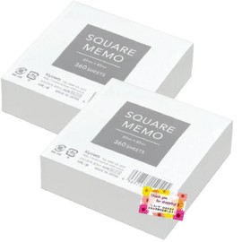 [Simple Block Type Notepad!] Square Memo White - Various Uses - Can Be Separated One by One, For Office Use, Meetings and Lectures, 360 Sheets (3.3 x 3.3 inches (8.5 x 8.5 cm), Set of 2