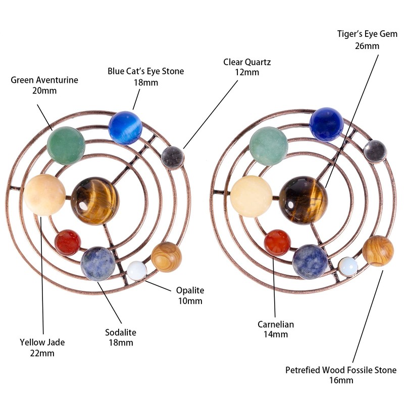 Rockcloud 9 Planets Decor Crystal Ball Set with Metal Orbit,