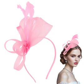 Pink Fascinators Hats for Women Fascinator Headband with Feather Women's Tea Party Hat Derby Hats for Cocktail, Wedding, Fancy Dress Party, 1920s Accessories for Women and Girls