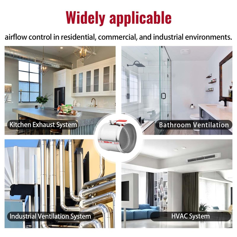 ZOWZEA 8" HVAC Duct Manual Volume Backdraft Damper, Stainless Steel