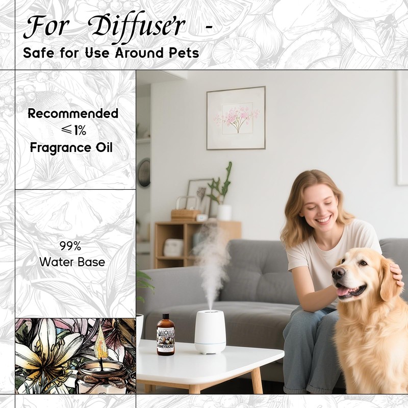 HIQILI Honeysuckle Fragrance Oil for Home Diffuser, Perfect for Candle
