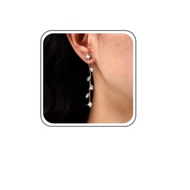 Cybche Vintage Crystal Leaf Drop Earrings Long Leaf Tassel Earrings Gold Rhinestone Leaf Chain Earrings Boho Leaves Dangle Earrings Olive Leaf Fringe Earrings Jewelry for Women Girls