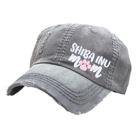 Women's Shiba Inu Dog Mom or Mama Hat, Baseball or High Ponytail Cap, Embroidered Clothing, Puppy Pawprint Gift for Her Owner Wife Daughter Friend, Birthday Present Mother's Day Valentine's Christmas