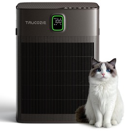 Trucozie Air Purifier for Home Up to 2000 Ft² in 1 Hr with Washable Pre-Filter, Air Purifier for Home Pets with PM 2.5 Air Quality Display, HEPA Sleep Mode for Allergies, Dust, Smoke, Grayish Brown