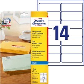 Avery Zweckform J8563-25 Transparent Address Labels 99.1 x 38.1 mm 25 Sheets
