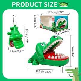 Crocodile Dentist Game, 2Pcs Crocodile Teeth Game, Crocodile Toy with Pendant, Crocodile Biting Finger Dentist Toys for Kids for Funny Interactive Toy, Party Favors(Large+Small)
