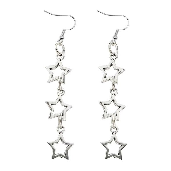Zhang shine Y2k Star Tassel Silver Dangle Drop Earrings for