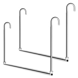 HDbonemu Closet Hanging Rod, Adjustable Width and Height Space-Saving Clothes Hanging Bar, 2 Pack Chrome