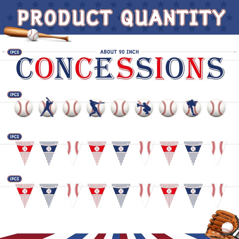 KALEFO Baseball Party Decorations Baseball Birthday Party Banner Sports Theme