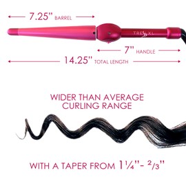 Mr Big Tapered Curling Wand – Long Barrel with Ceramic Coating for Long Hair – Conical Shape, 6 Heat Settings, Dual Voltage, Auto Off – 2/3” to 1.25” Diameter