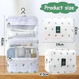 Cacti Toiletry Bag, Cacti Handheld Hook Cosmetic Bag, Oxford Cloth Cosmetic Bag, Travelling Portable Twill Wash Bag Large Capacity Waterproof Storage Bag Women Make Up Organizer