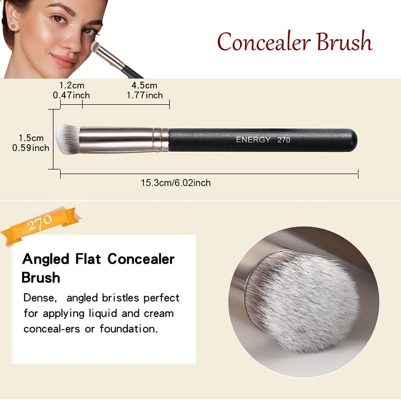 ENERGY 3-in-1 Angled Foundation Brush Flat Top Concealer Brush Set