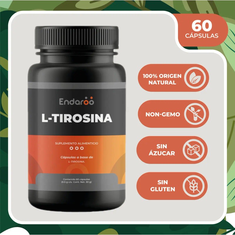 Suplemento Tirosina 500mg Cápsulas Aminoácidos Libre Gluten
