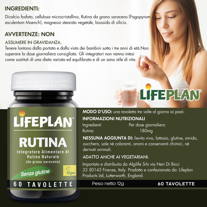LIFEPLAN Rutina da Grano Saraceno, Integratore Microcircolo naturale per Circolazione