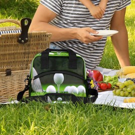 Sport Golfs Pattern Insulated Lunch Bag Women Reusable Lunch Tote for Adult Men Adjustable Shoulder Strap Cooler Durable Lunch Box for Office Work Picnic Travel