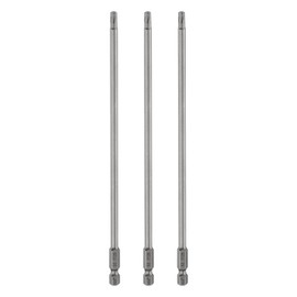 sourcing map 3pcs TT27 Security Torx Head Screwdriver Bit 8" (200mm) Long 1/4" Hex Shank Magnetic Tamper Proof 6 Point Star Screw Driver Drill Bits S2 Steel Hole Tip Industrial Power Tools