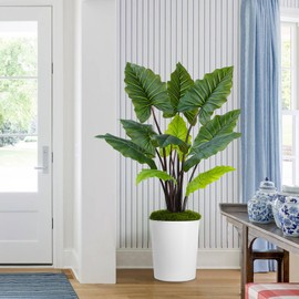 Keeplush Artificial Monstera Deliciosa Plant 5ft Tall - Faux Swiss Cheese Floor Plant with 11 Colorful Leaves in White Planter - Large Fake Tree Indoor for Bedroom House Hotel Modern Light Luxury Dec