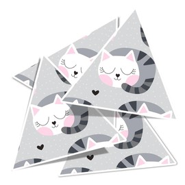 Vinyl Triangle Stickers (Set of 4) 10cm - Sleeping Cartoon Cats Kitten Pet Cat for Laptops, Tablets, Luggage, Scrap Booking, Fridges #170872