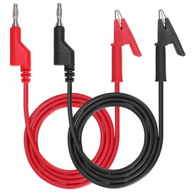 Sumnacon Multimeter Banana Plug to Crocodile Alligator Clip Test Probe, 2PCS 4mm Stackable Colorful Silicone Banana Plug to Alligator Clip Test Probe Lead Wire Cable 1M