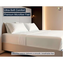 Cottington Lane Murphy Bed Sheets - Full Luxury Bed Linen Set - 1800 Microfiber, Ivory, 4 Pc Set with Deep Pockets