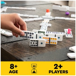 Spin Master Games Legacy Deluxe Mexican Train Dominoes, Classic Original Board Game Set Double-12 Dominoes with Sturdy Wood Case, for Kids and Adults Aged 8 and up