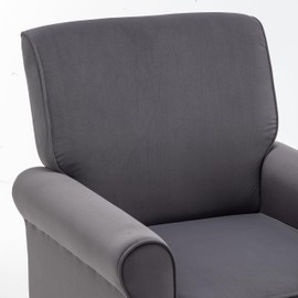 Container Furniture Direct Classic Accent Armchair with Birch Wood Frame and Comfortable Rolled Armrests, Arm Chairs for Living Room, Bedroom and Office Decor, Grey