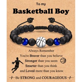 Shuxin Basketball Gifts for Boys Men, Basketball Bracelet Stocking Fillers for Teenage Boys, Birthday Christmas Graduation Valentines Jewellery Presents for Son Grandson Team Friends