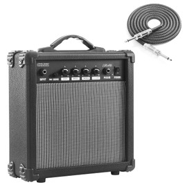 CXLWZ Electric Guitar Amp 20 Watt Amplifier Portable Amp with Headphone Input Gain Powe Including Professional Noise Reduction Cable （Black）