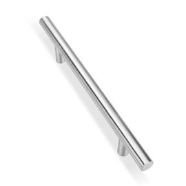 Flexzion 8" Solid Stainless Steel Bar Handle Pull Fine-Brushed with 5 inch Hole Centers - Bar Handle Pull for Door Kitchen Bathroom Bedroom Furniture Cabinet Hardware Dress Drawer (1 Pack)