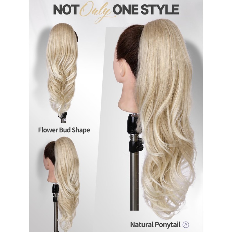 WIGER Ombre Blonde Ponytail Extension 26 Inch Drawstring Ponytail Extension