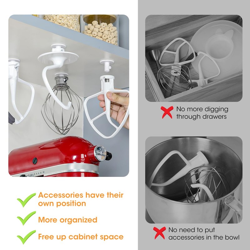 AIEVE 4 Pack Stand Mixer Attachment Holders Compatible with Kitchenaid