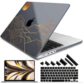 DONGKE for M4 MacBook Pro 16 Inch Case 2024 2023 2021 A3403 A3186 M3 A2991 M2 A2780 M1 A2485 Pro/Max Chip, Plastic Hard Shell Case & Keyboard Cover for Mac Pro 16 with Touch ID, Abstract Mountain