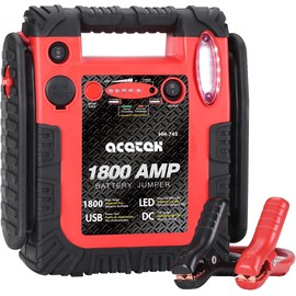 acetek 1800 Amp Car Jump Starter Portable Battery Charger, 20000 mAh Emergency Supply Power Pack (Up to 6 L Gas or 6 L Diesel Engine), 12V Auto Lead-Acid Battery Booster with LED Light & USB Ports