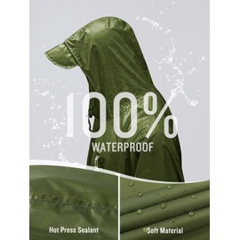 Hooded Rain Poncho Waterproof Raincoat Jacket for Men Women Adults(Green)