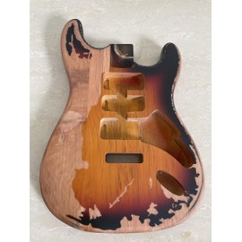 Relic Electric Guitar Body ST Style Nitro Top Alder Wood DIY Guitar Body HSH Heavy Relic Guitar Body 3 Tone Sunburst.