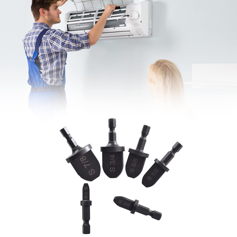 6 Piece Pipe Expander Drill Bit Carbon Steel Hex Shank