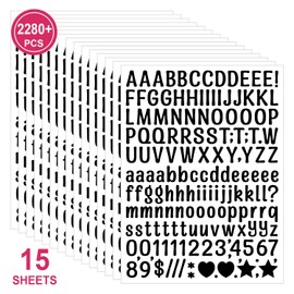 15 Sheet Small Letter Stickers - 1/2 Inch Black Vinyl Self Adhesive Alphabet Number Stickers Stick On Letters for Arts Crafts Outdoor Sign Wall Mailbox Windows Doors Car Poster Board