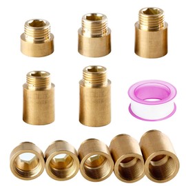 5 Stück Hahnverlängerung 1/2 Zoll, FORMVERSITY Verlängerung 1/2 Zoll x10mm/15mm/20mm/25mm/30mm Wasserhahnverlängerung aus Messing, Innensechskant Wasseranschluss Verlängerung