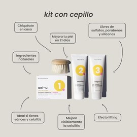 Kit para celulitis con Cepillo Azala Brush + cel-u + scrub-u + shape-u | Reto anti-celulitis 21 días