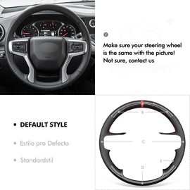 MEWANT DIY Black Genuine Leather PU Carbon Fiber Steering Wheel Cover for Chevy Blazer Silverado 1500 2500 Suburban