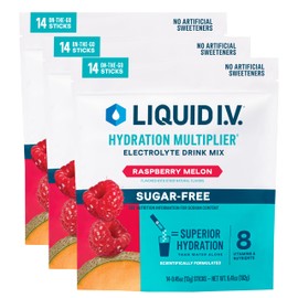 Liquid I.V.® Hydration Multiplier Sugar-Free - Raspberry Melon | Electrolyte Powder Drink Mix | 3 Pack (42 Servings)