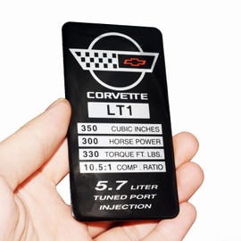 1Pc C4 Corvette 1992 LT1 Soup Engine ID Spec Metal Data Plate Consoler Emblem 3D Badge Nameplate Replacement for Corvette